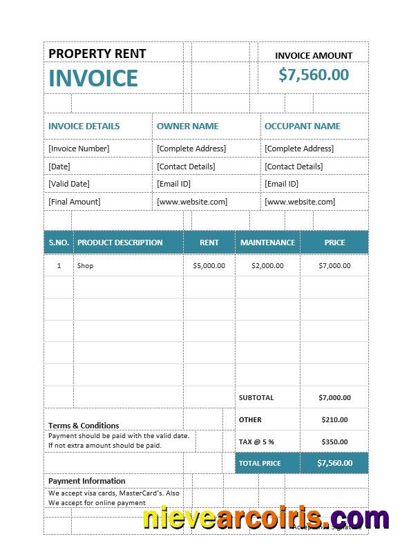 Property Rent Invoice